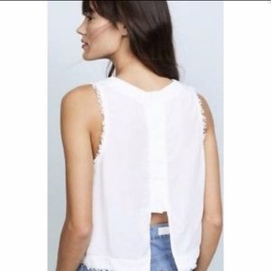 Anthropologie Cloth x Stone Bella Dahl White Frayed Sleeveless Crop Top